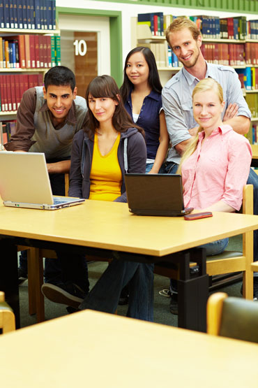 Group of students in a library