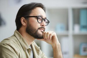 Man thinking about plagiarism
