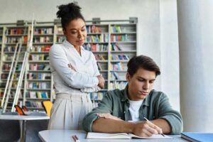 Student and teacher in session