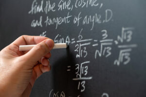 Mathematics written on a chalkboard
